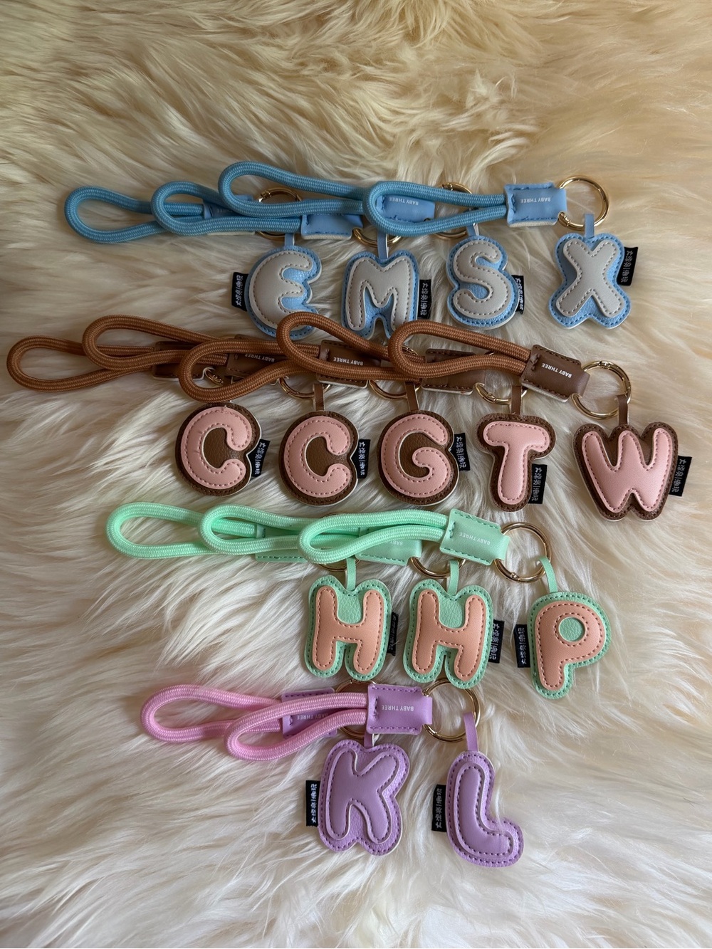 NWT Initial keychain leather bag charm C, E, G, H, K, L, M, P, S, T, W, X BB3